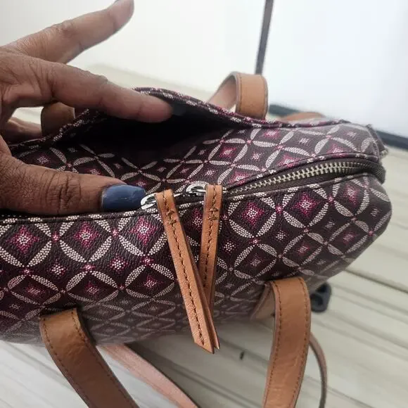 Fossil Sydney Satchel Geometric Pattern with Crossbody Strap - Picture 7 of 9